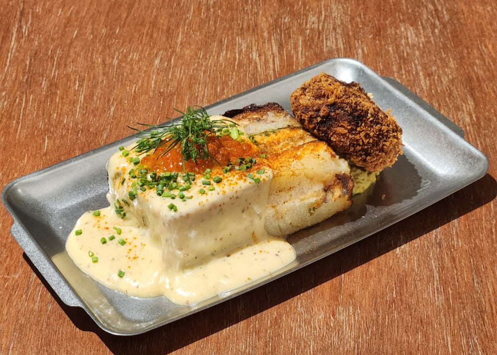 Savory toast with creamy sauce"