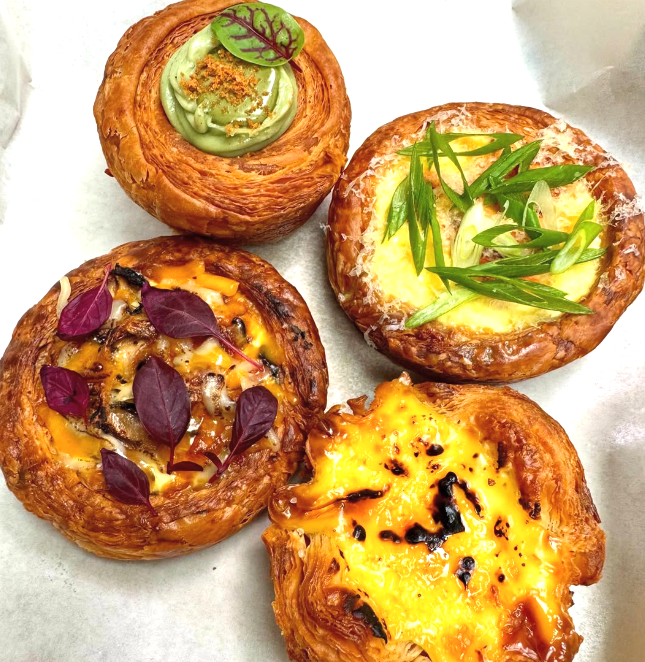 Four savory Danish pastries