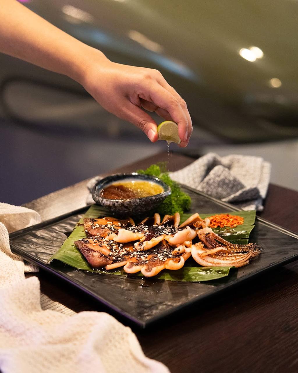 Grilled squid dish